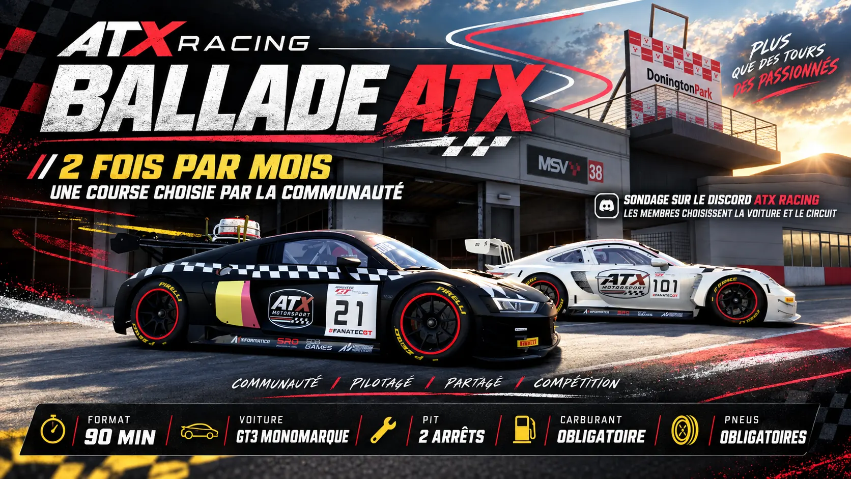 Affiche officielle Ballade ATX · course GT3 monomarque de 90 minutes